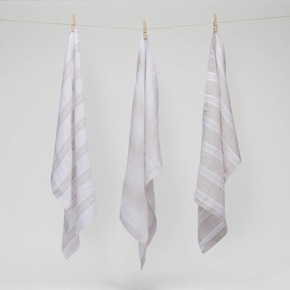 Pure Linen Stripe Tea Towel