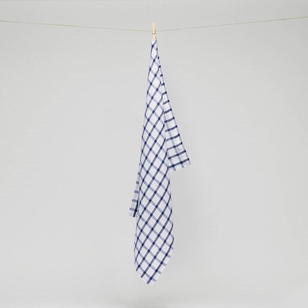 Pure Linen Grid Tea Towel