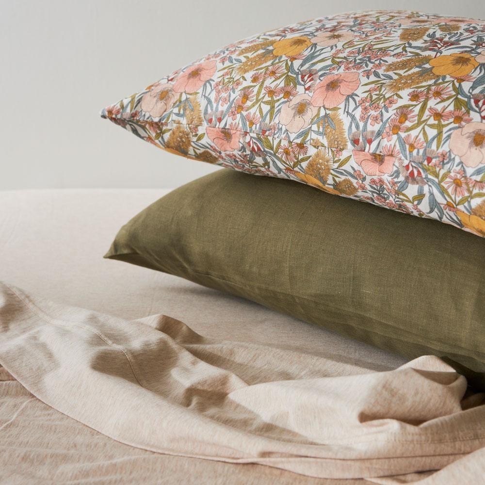 Pure Linen Printed Pillowcase. From $119.95. Available at George Street Linen