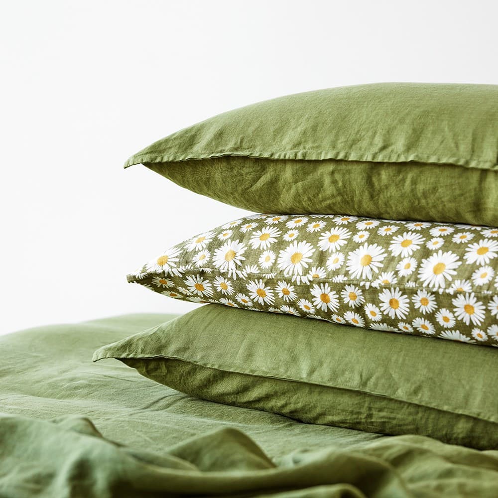 Pure Linen Printed Pillowcase. From $119.95. Available at George Street Linen