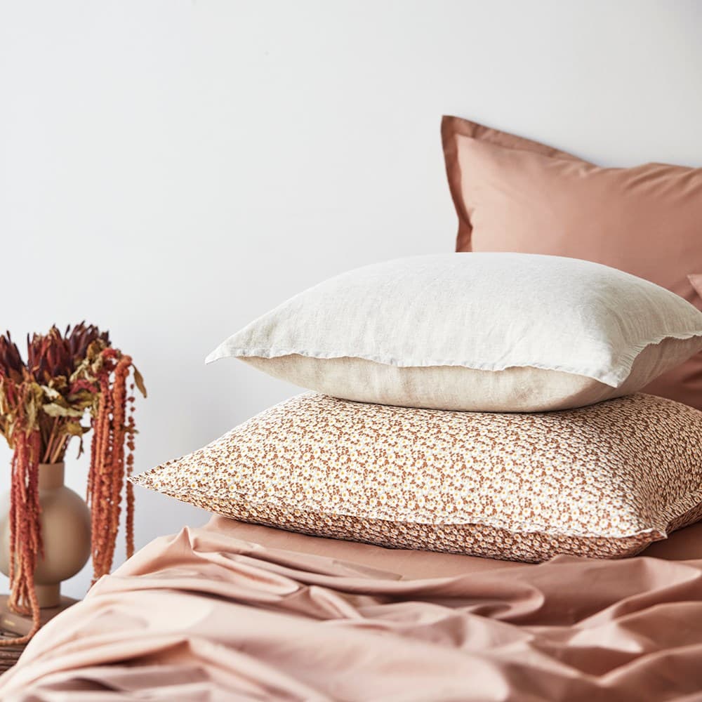 Pure Linen Printed European Pillowcase. From $89.00. Available at George Street Linen
